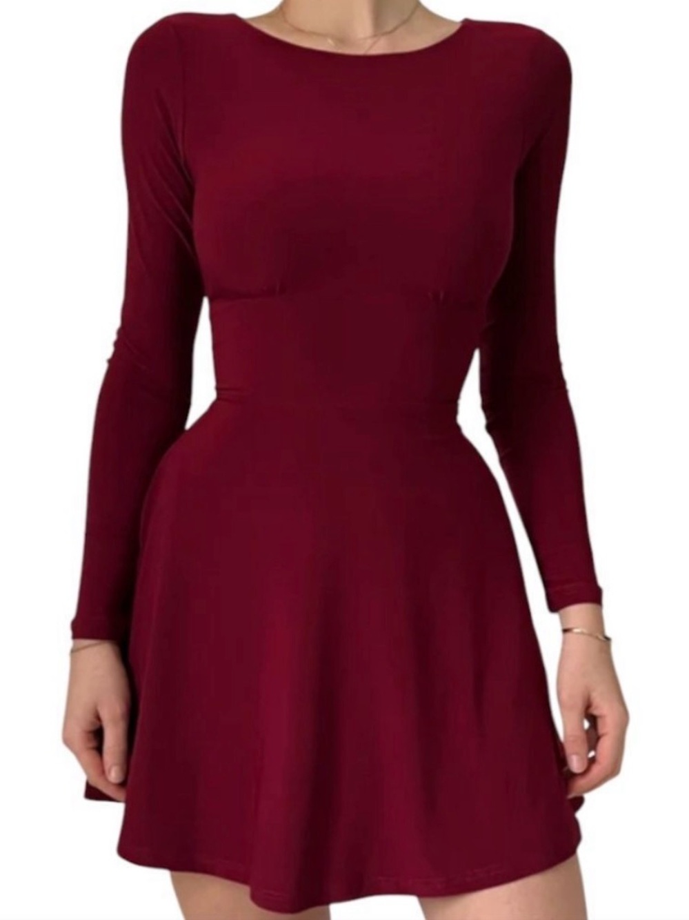 AYM rye mini dress NWT | wine red | long sleeve lace-up back with pockets